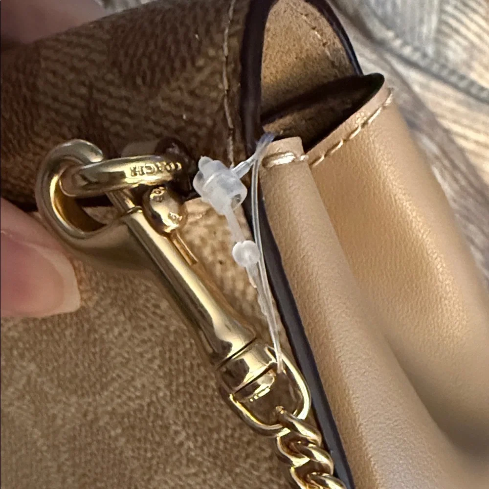 Coach Mini Cross Body Bag in Brown and Cream with Gold Chain - Picture 5 of 10